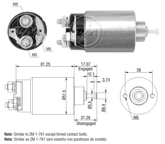 Solenoid electromotor ZM761