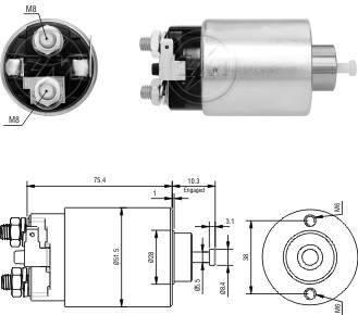 Solenoid electromotor ZM7698