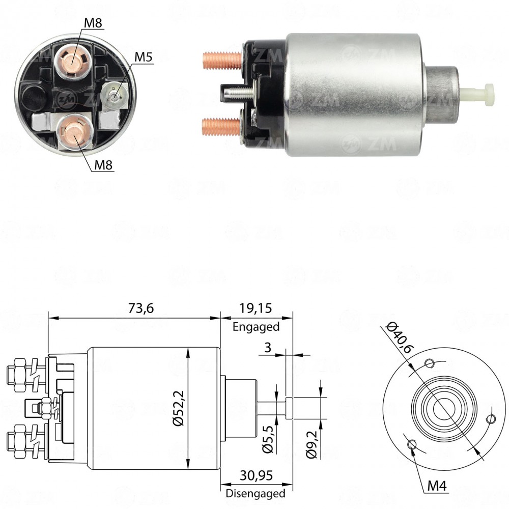 Solenoid electromotor ZM860