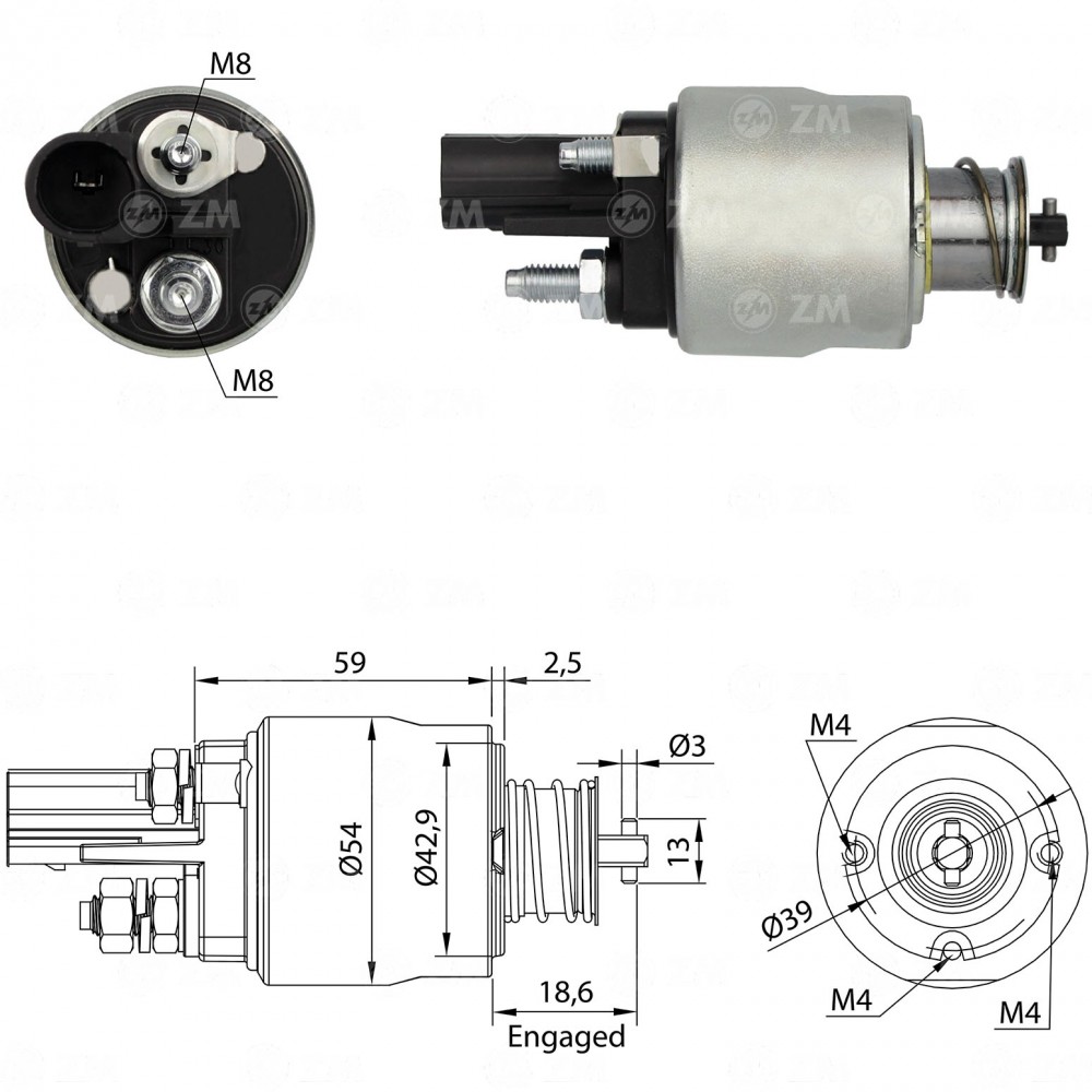 Solenoid electromotor ZM1498